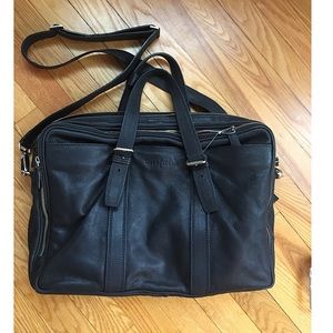 Cole Haan Black Leather Briefcase / Messenger Bag